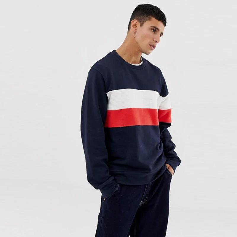 J&J Panel Stripe Navy Blue Sweatshirt 613