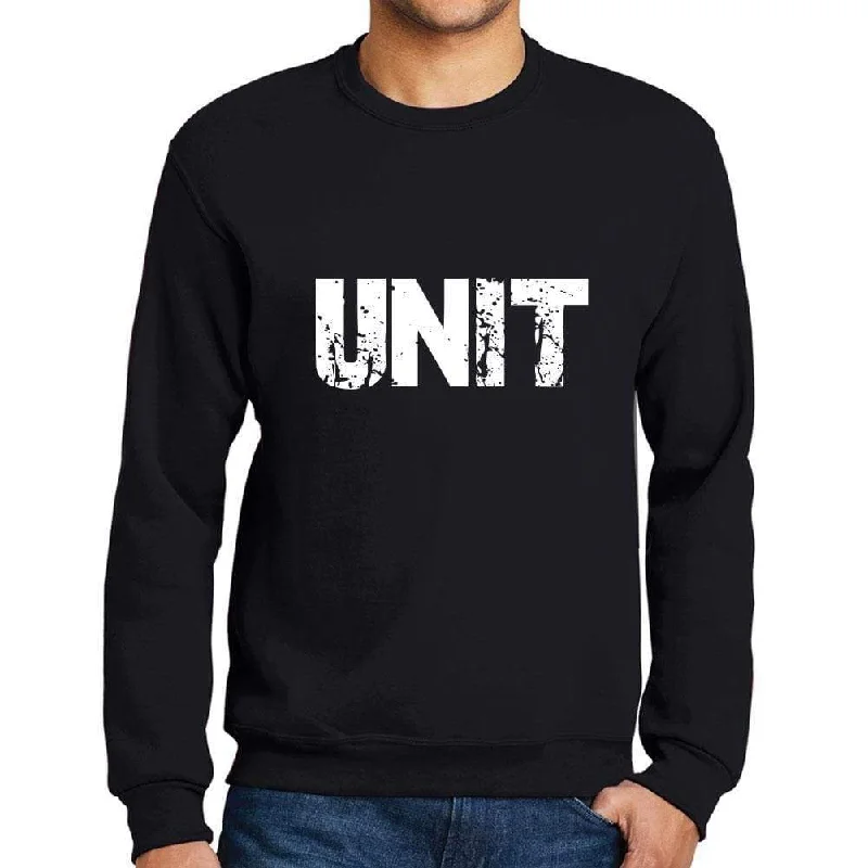 Men's Printed Graphic Sweatshirt Popular Words UNIT Deep Black