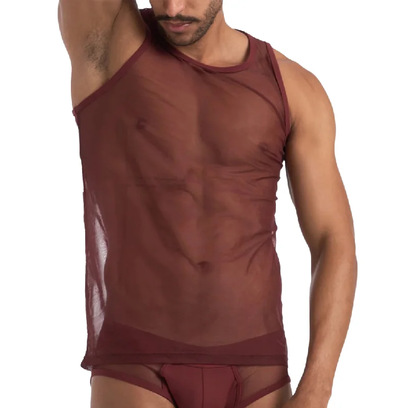 Teamm8 Score Sheer tank mesh port red