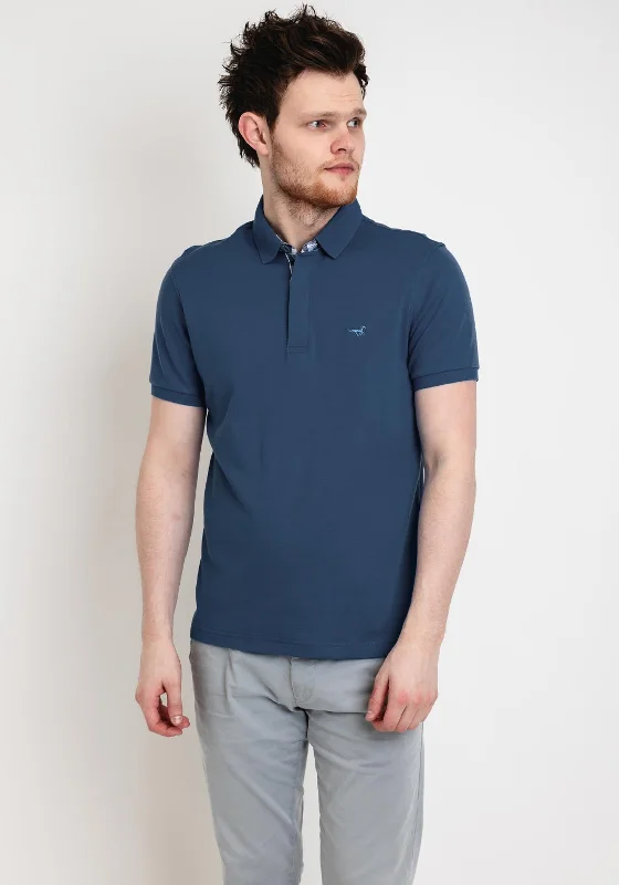 StilPark Contrast Placket Polo Shirt, Indigo