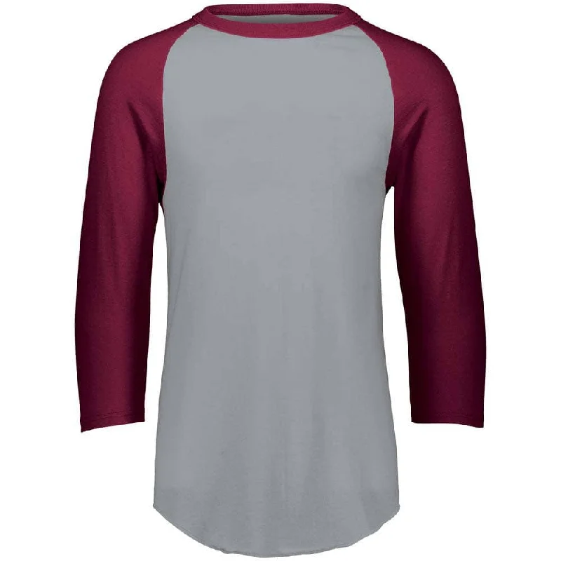 3-4 Sleeve Retro 2.0 Baseball Jersey Grey-Maroon