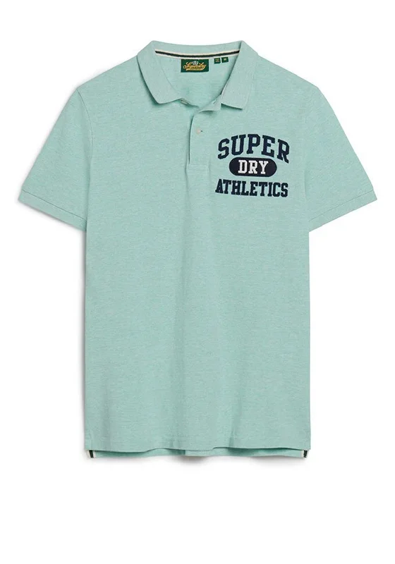 Superdry Applique Classic Fit Polo Shirt, Light Mint Green Marl