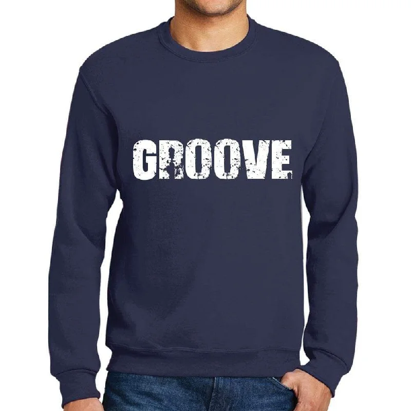 Men's Printed Graphic Sweatshirt Popular Words GROOVE French Navy