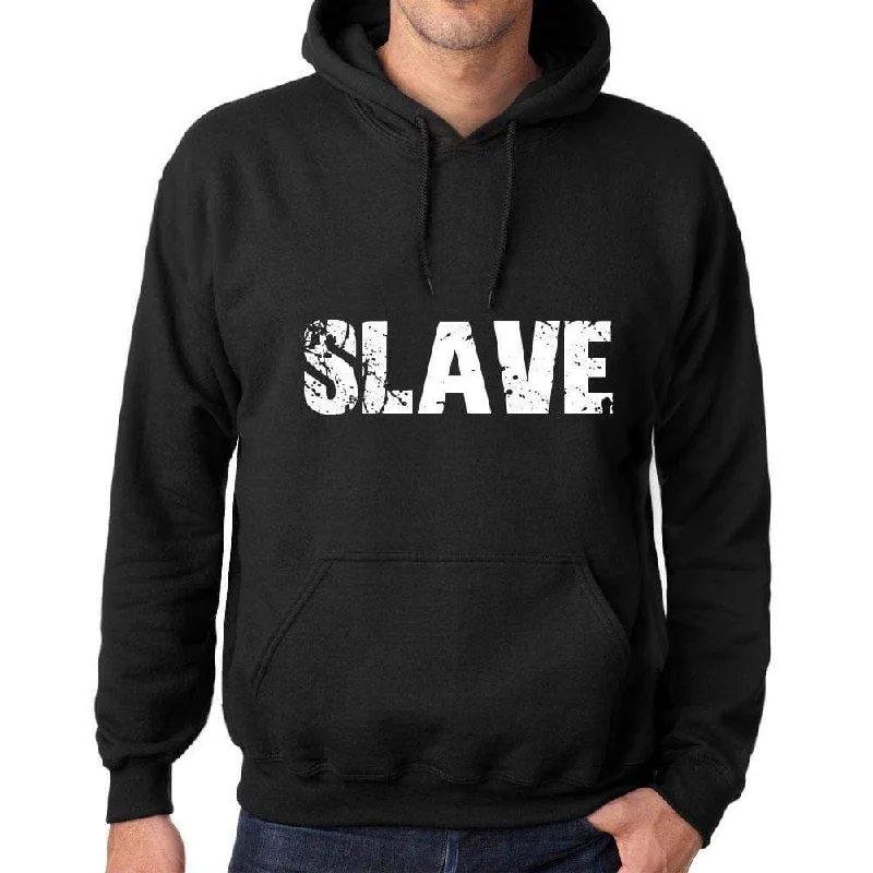 Men's Women's Unisex Printed Graphic Cotton Hoodie Soft Heavyweight Hooded Sweatshirt Pullover Popular Words SLAVE Deep Black