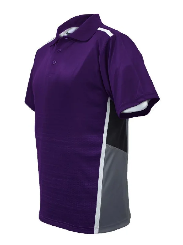 Sublimated Panel Golf Polo - Purple/Grey