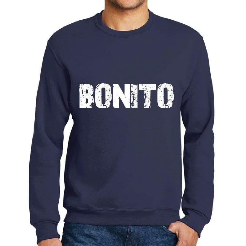 Men's Printed Graphic Sweatshirt Popular Words BONITO French Navy