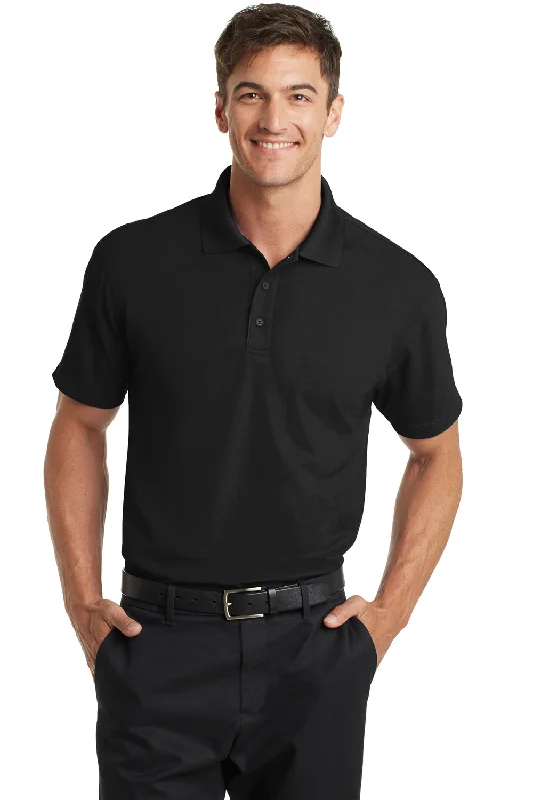 Port Authority Mens Dry Zone Moisture Wicking Short Sleeve Polo Shirt - Black