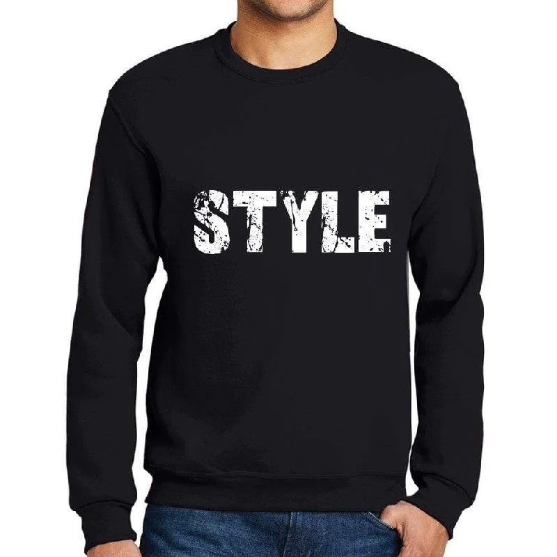 Men's Printed Graphic Sweatshirt Popular Words STYLE Deep Black