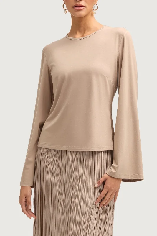 Niya Jersey Top - Taupe