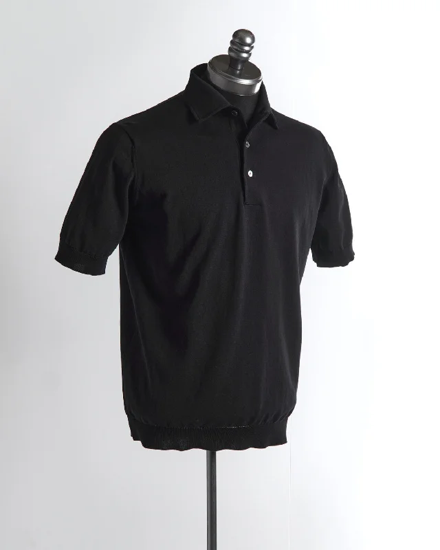 Standup Collar Crêpe Cotton Polo Shirt