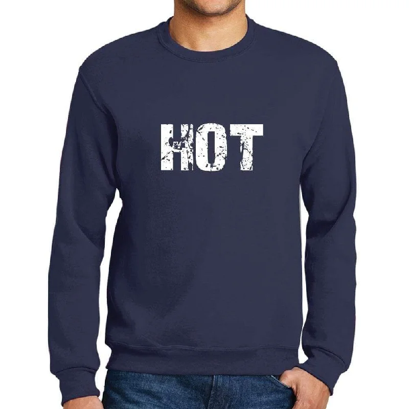 Men's Printed Graphic Sweatshirt Popular Words HOT French Navy