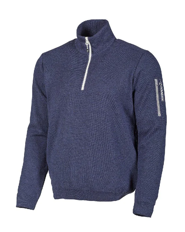 HADAR HALF ZIP, 100% MERINOWOLLE  — STEELBLUE