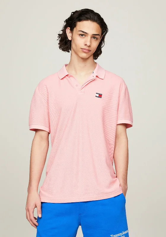 Tommy Jeans Badge Logo Polo Shirt, Tickled Pink