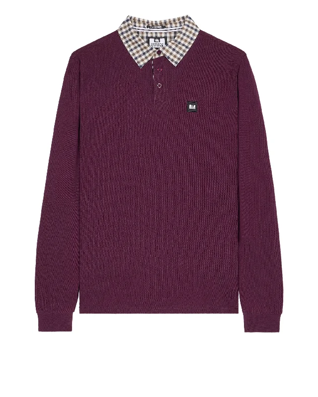 Walker Long Sleeve Polo Shirt Acai Berry/Mid House Check