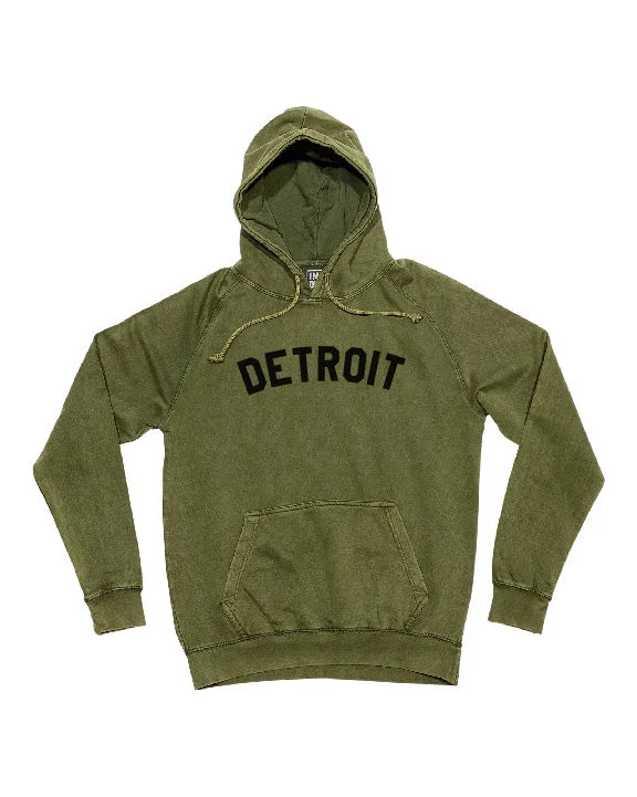 Ink Detroit Mineral Wash Hoodie - Olive Green