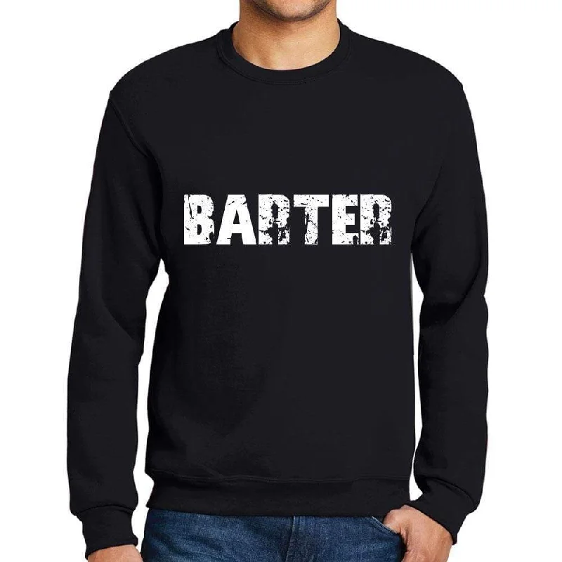 Men's Printed Graphic Sweatshirt Popular Words BARTER Deep Black