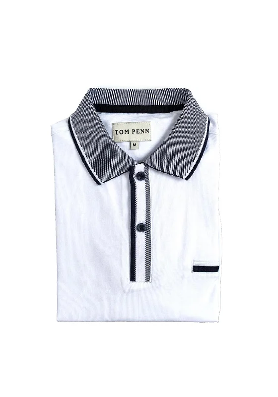 Tom Penn Contrast Tipped Polo Shirt, White