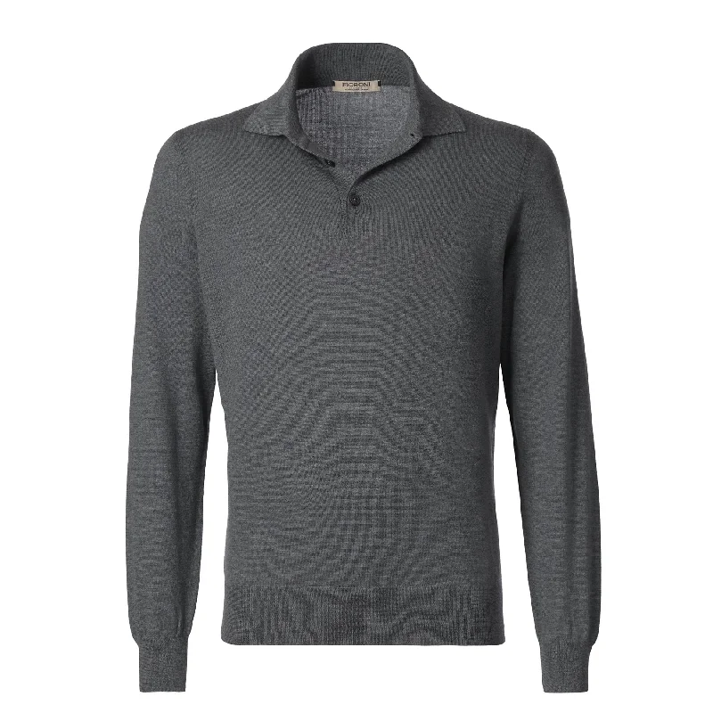 Wool and Cashmere-Blend Long Sleeve Polo Shirt