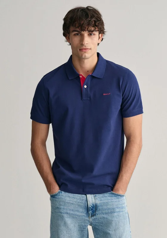 Gant Contrast Pique Polo Shirt, Persian Blue