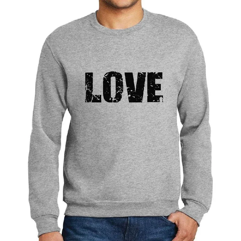 Men's Printed Graphic Sweatshirt Popular Words LOVE Grey Marl