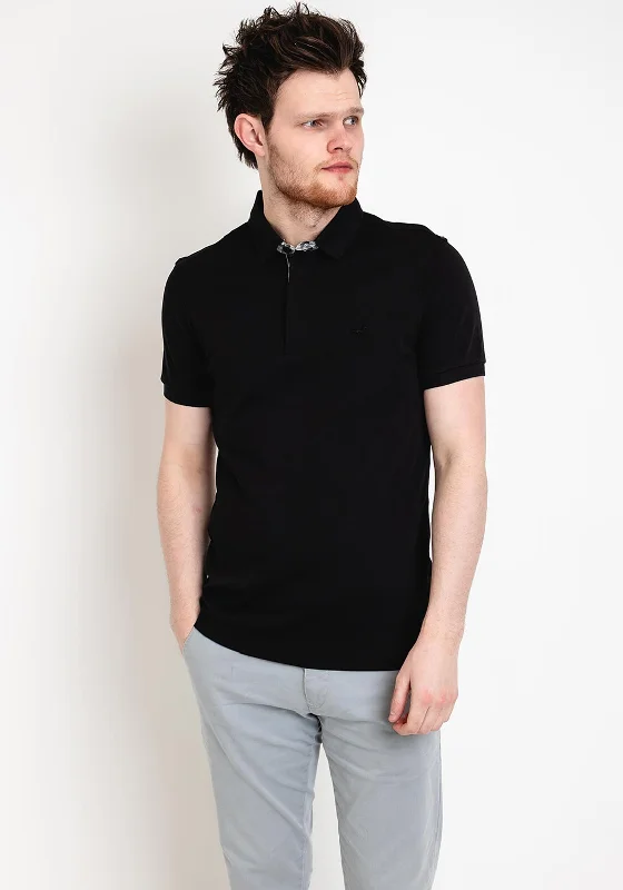 StilPark Contrast Placket Polo Shirt, Black