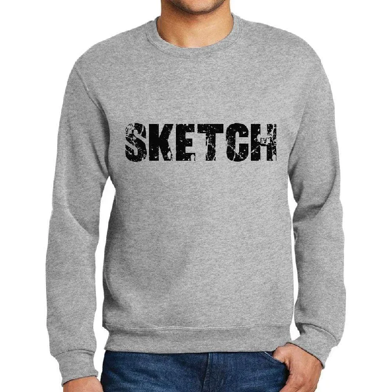 Men's Printed Graphic Sweatshirt Popular Words SKETCH Grey Marl