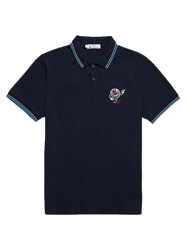 Ben Sherman Strolling Record Polo Shirt With Contrast Tipping Detail To The Collar (0066874IL) Size XXL-5XL, Dark Navy