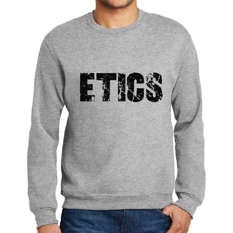 Men's Printed Graphic Sweatshirt Popular Words ETICS Grey Marl