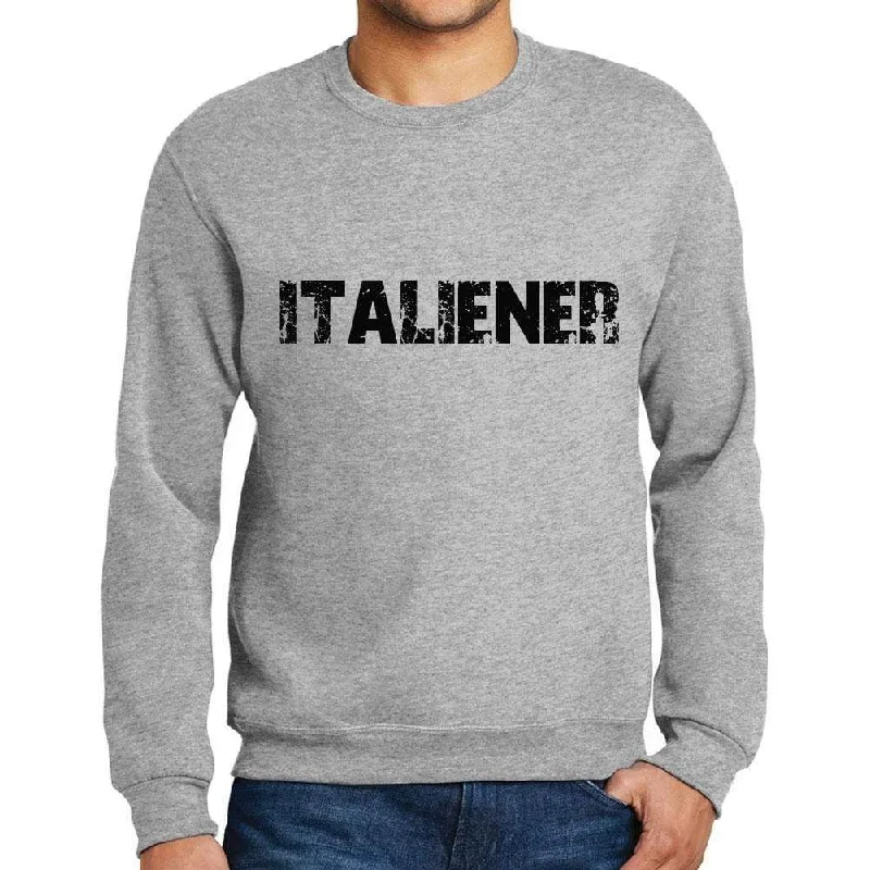 Men's Printed Graphic Sweatshirt Popular Words ITALIENER Grey Marl