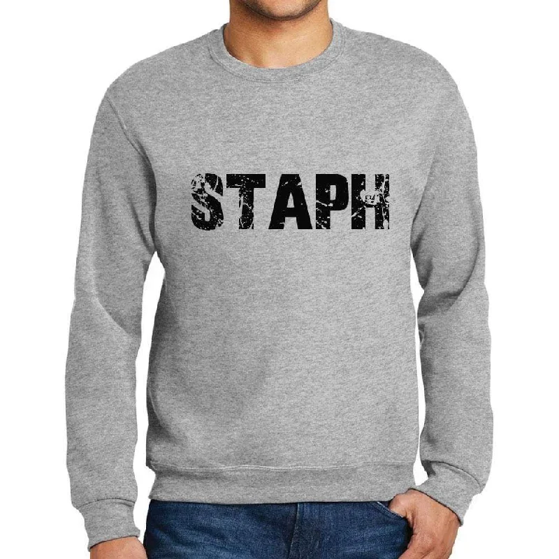 Men's Printed Graphic Sweatshirt Popular Words STAPH Grey Marl