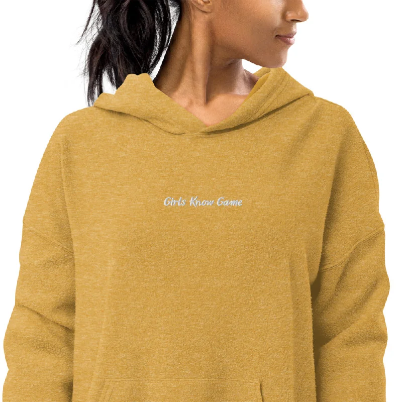 Girls Got Game Embroidered Unisex Luxury Suede Fleece Hoodie