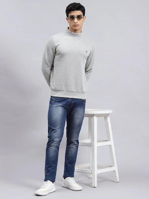 Men Grey Plain T-Shirt