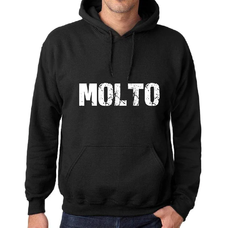 Men's Women's Unisex Printed Graphic Cotton Hoodie Soft Heavyweight Hooded Sweatshirt Pullover Popular Words MOLTO Deep Black