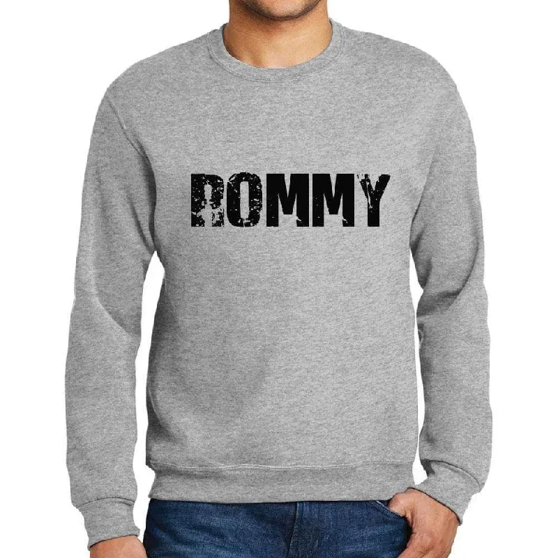 Men's Printed Graphic Sweatshirt Popular Words ROMMY Grey Marl