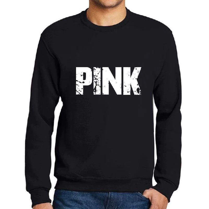 Men's Printed Graphic Sweatshirt Popular Words PINK Deep Black