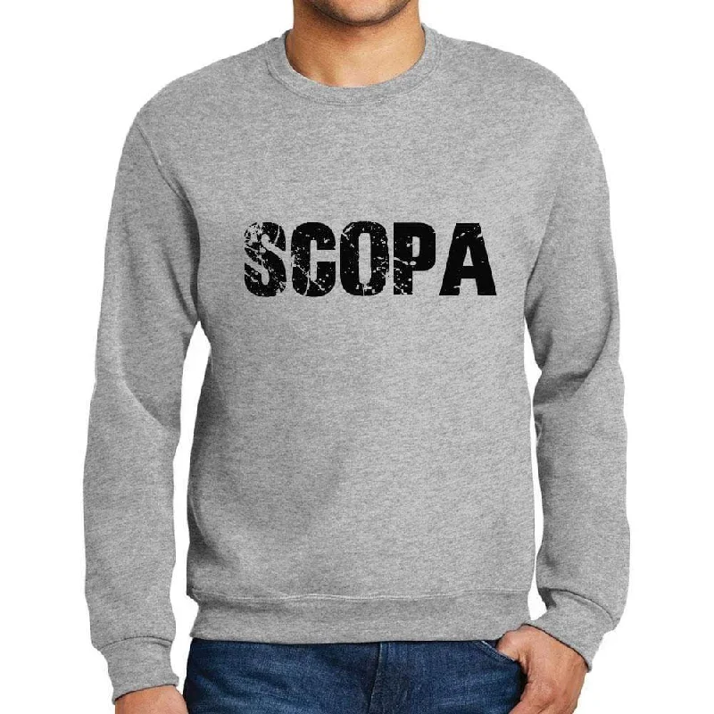 Men's Printed Graphic Sweatshirt Popular Words SCOPA Grey Marl