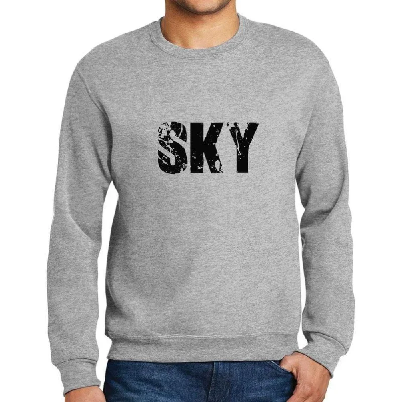 Men's Printed Graphic Sweatshirt Popular Words SKY Grey Marl