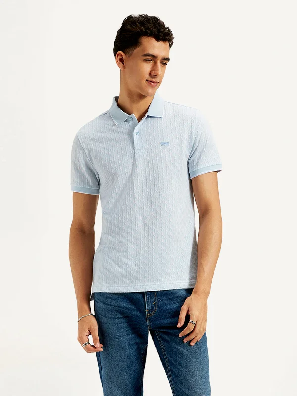 Men's Textured Slim Fit Polo T-Shirt