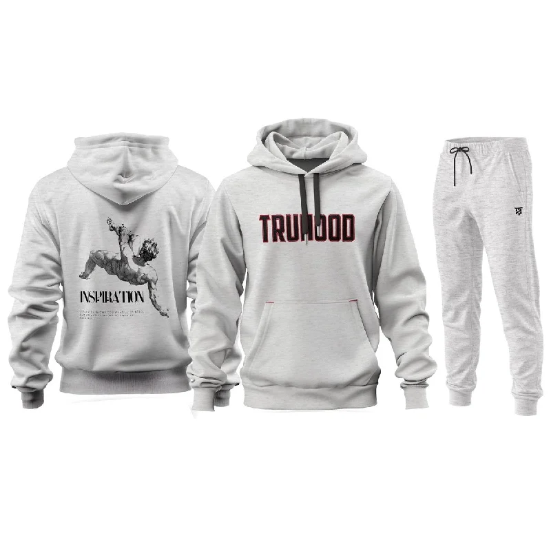 Premium Men's Grey & White Hoodie Tracksuit Set | Light, Dark, Charcoal Options | OG Embroidery