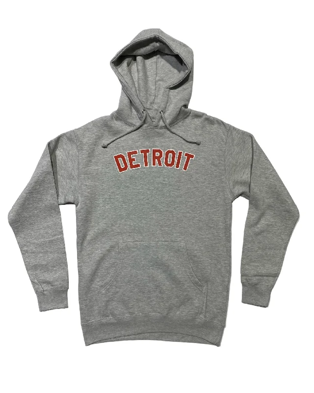 Ink Detroit -  Red & White print on Athletic Grey Hoodie