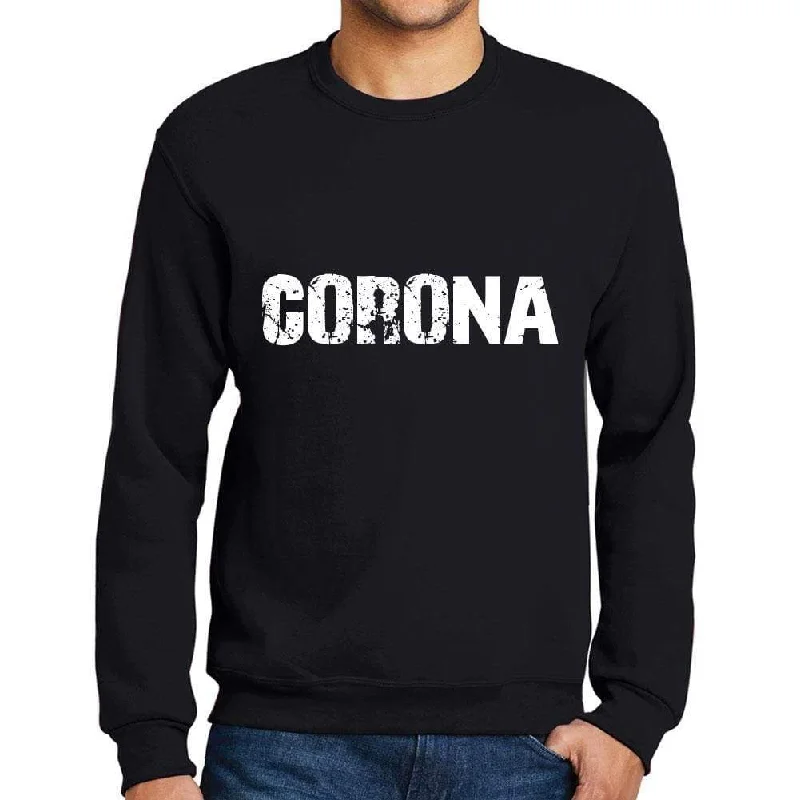 Men's Printed Graphic Sweatshirt Popular Words CORONA Deep Black