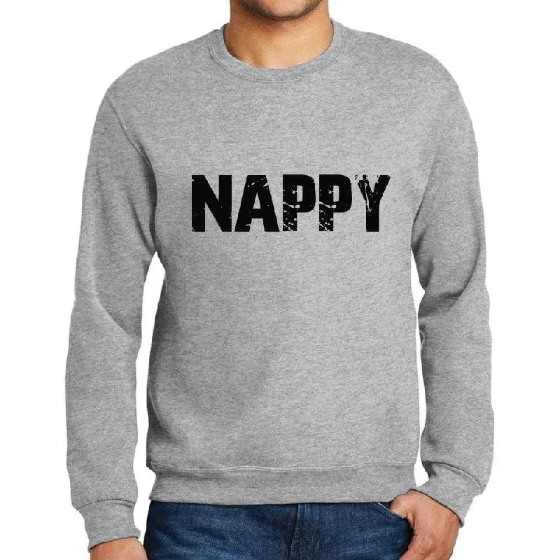 Men's Printed Graphic Sweatshirt Popular Words NAPPY Grey Marl