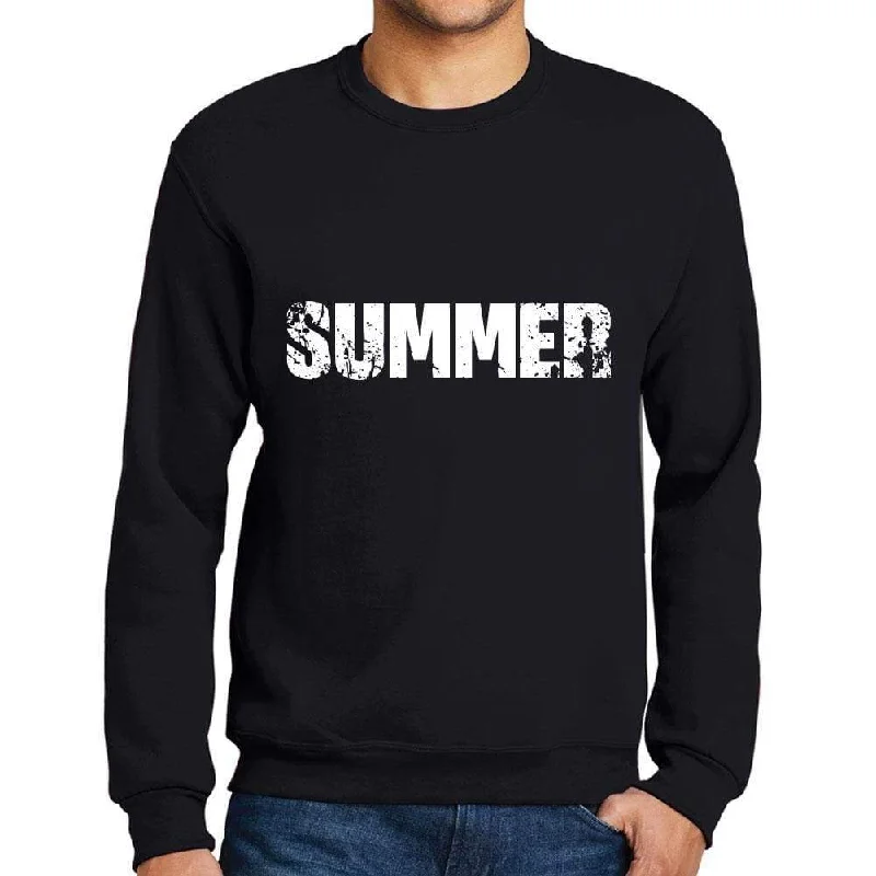 Men's Printed Graphic Sweatshirt Popular Words SUMMER Deep Black