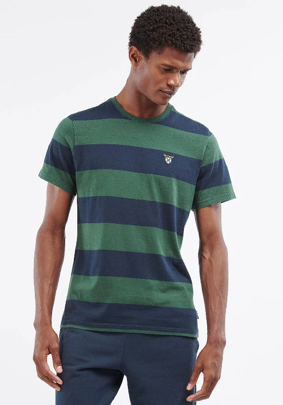 Barbour Cornell Block Striped T-Shirt, Sycamore Green & Navy