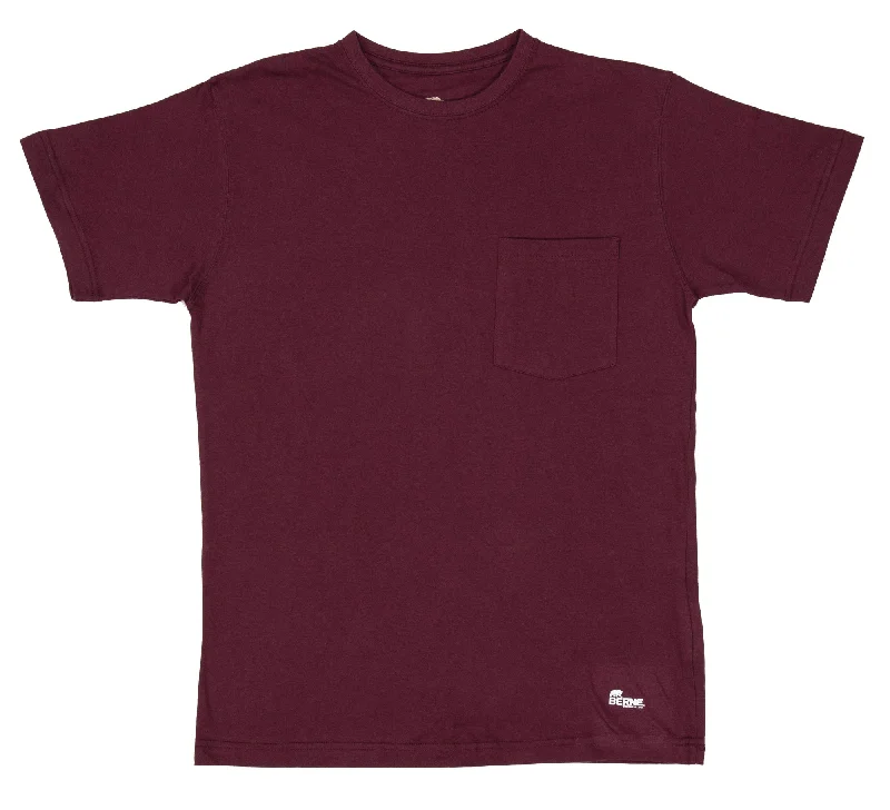 Berne Mens Maroon 100% Cotton Heavyweight Pocket Tee XL TALL