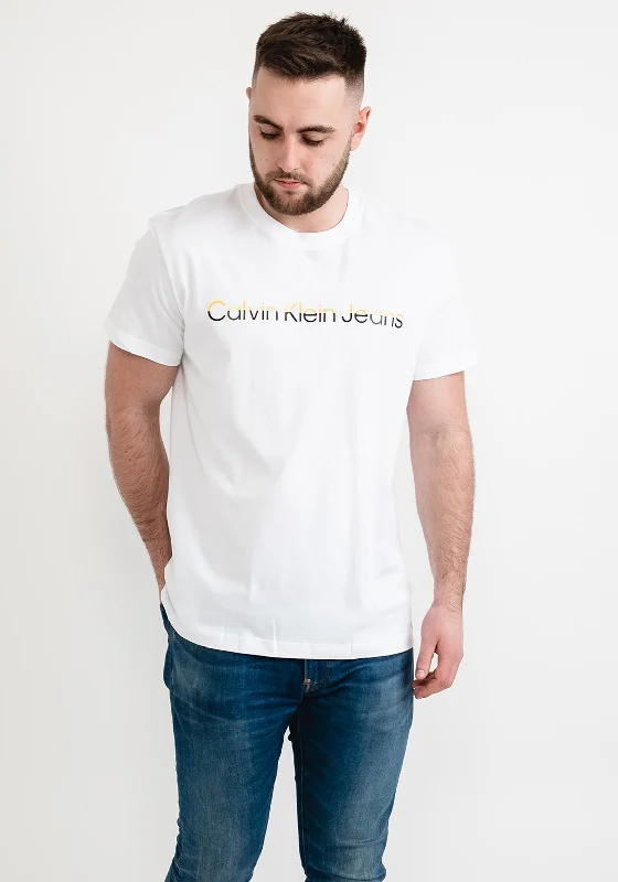 Calvin Klein Logo T-Shirt, White & Yellow