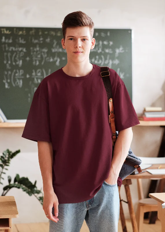 Basic Oversized T-shirt for Men: Maroon