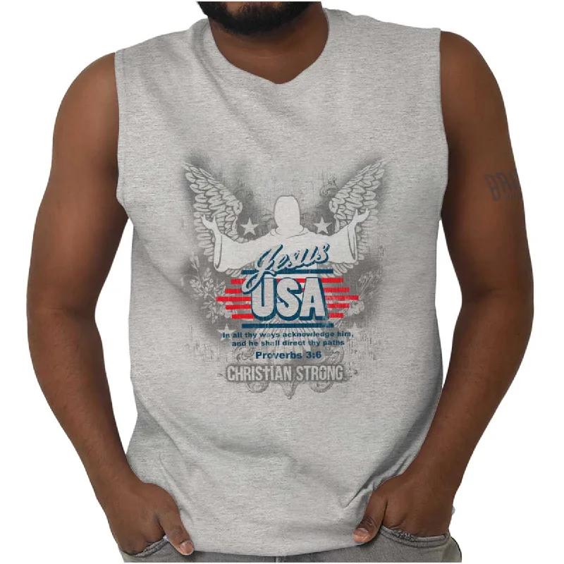 Jesus USA American God Christ Sleeveless T-Shirt