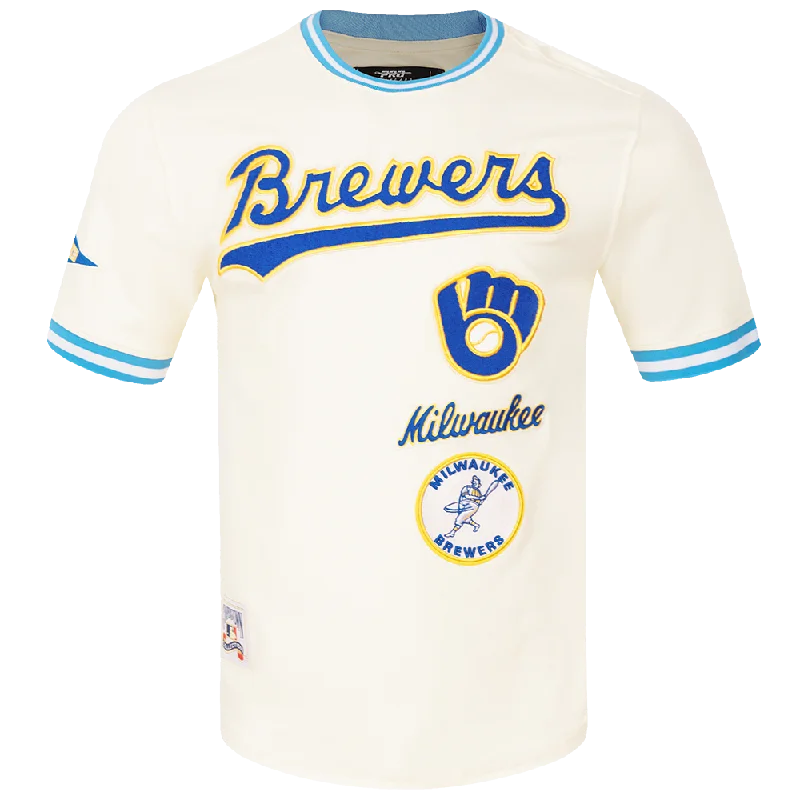 MLB MILWAUKEE BREWERS RETRO CLASSIC MEN'S TOP (EGGSHELL/ UNIVERSITY BLUE)