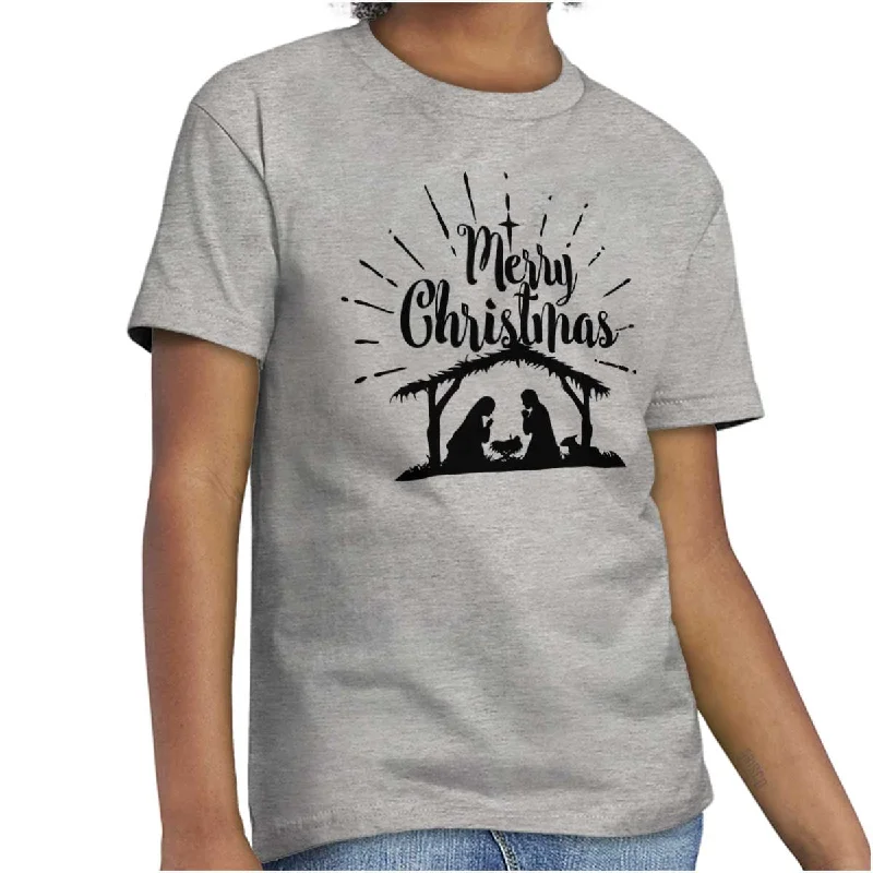 Nativity Scene Merry Christmas Youth T-Shirt